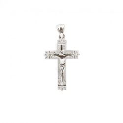 Sterling Silver Crucifix with Cubic Zirconias - Catholic Cross